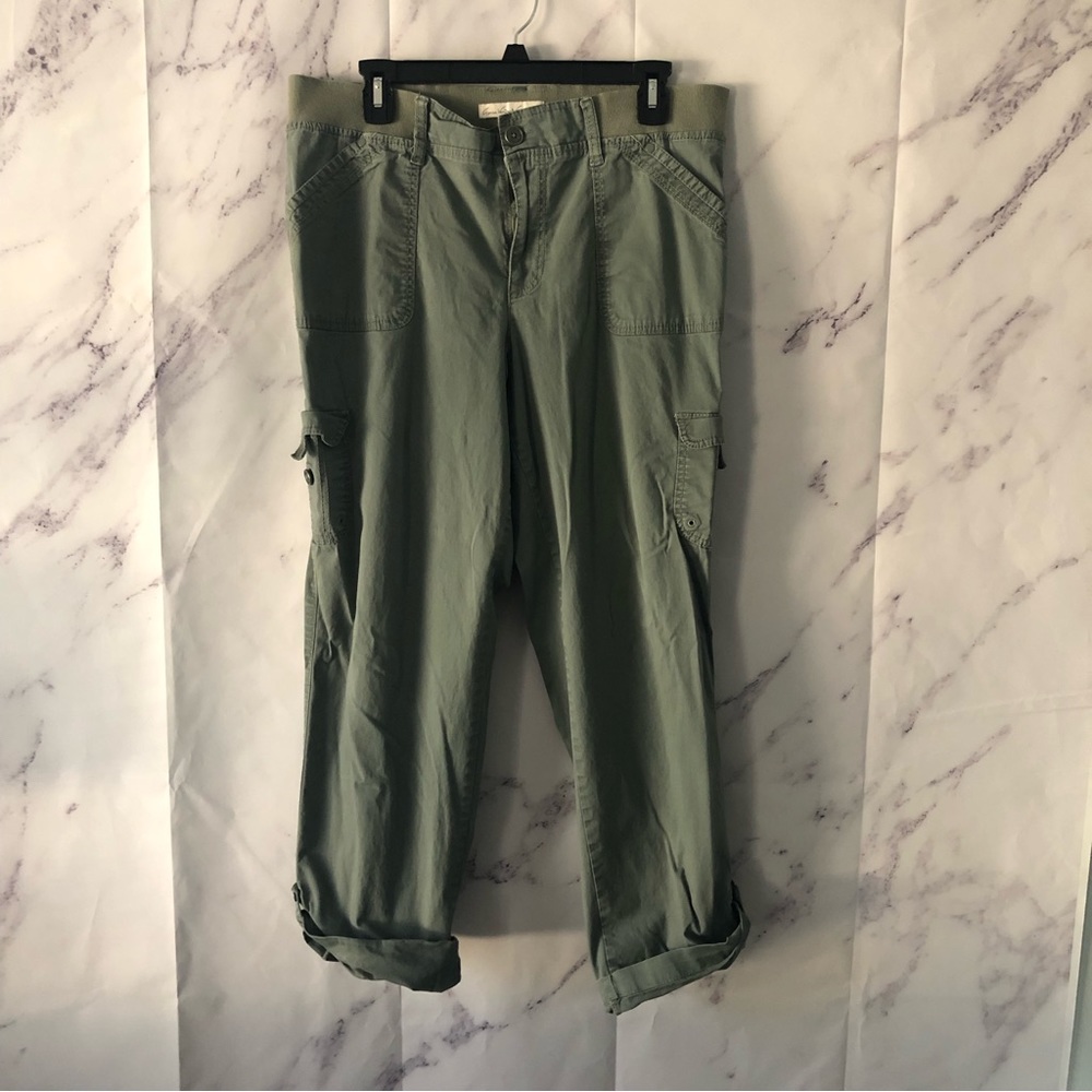 GLORIA VANDERBILT - PENELOPE OLIVE GREEN KHAKI CARGO PANTS WOMENS 12